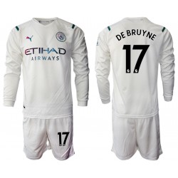 Camisola Manchester City Kevin De Bruyne 17 Criança Equipamento Segundo 2021-2022 Manga Comprida